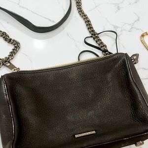 Rebecca Minkoff Black Pebbled Leather Chain Strap Crossbody Bag
